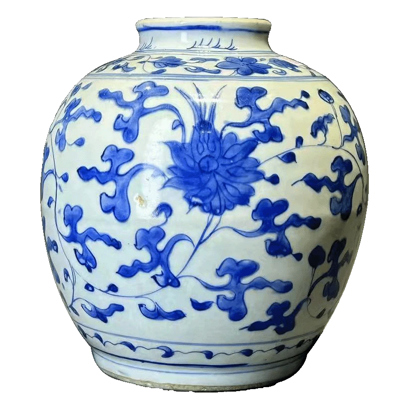 25190360x青花花卉纹太白罐