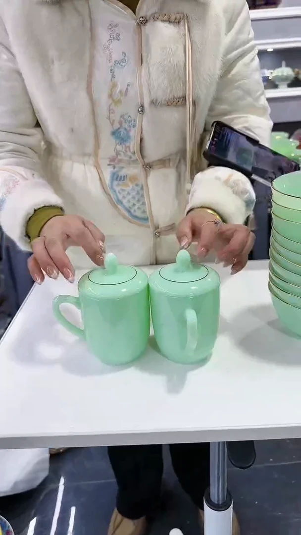 【闪购商品】瓷片茶杯水杯一对景德镇陶瓷