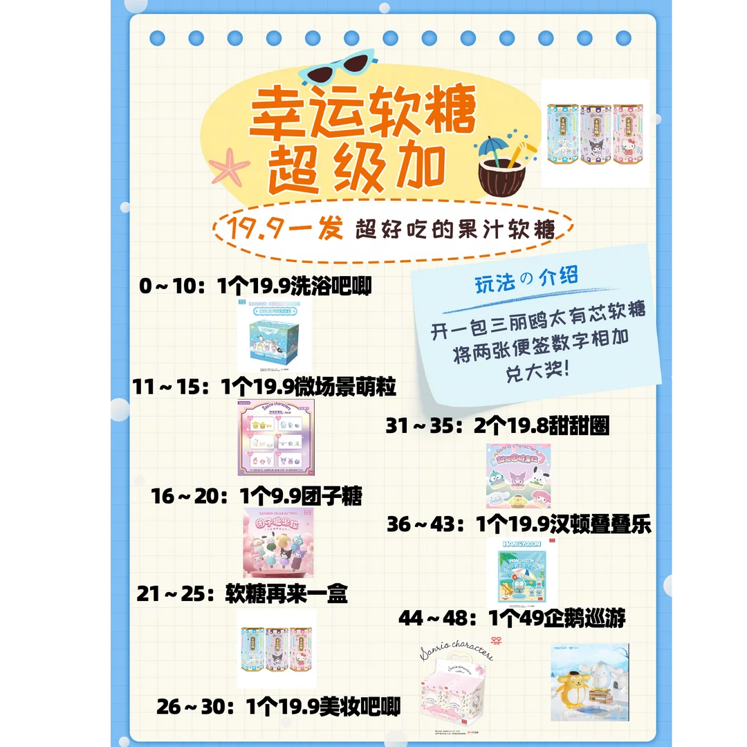 【拆盒】（可食用）超级加 TALAS三丽鸥幸运软糖 （辣）