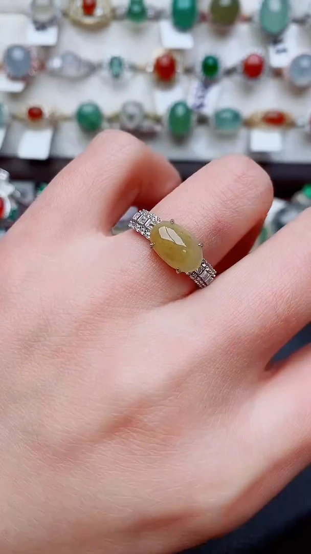 银S925镶嵌戒指翡翠...