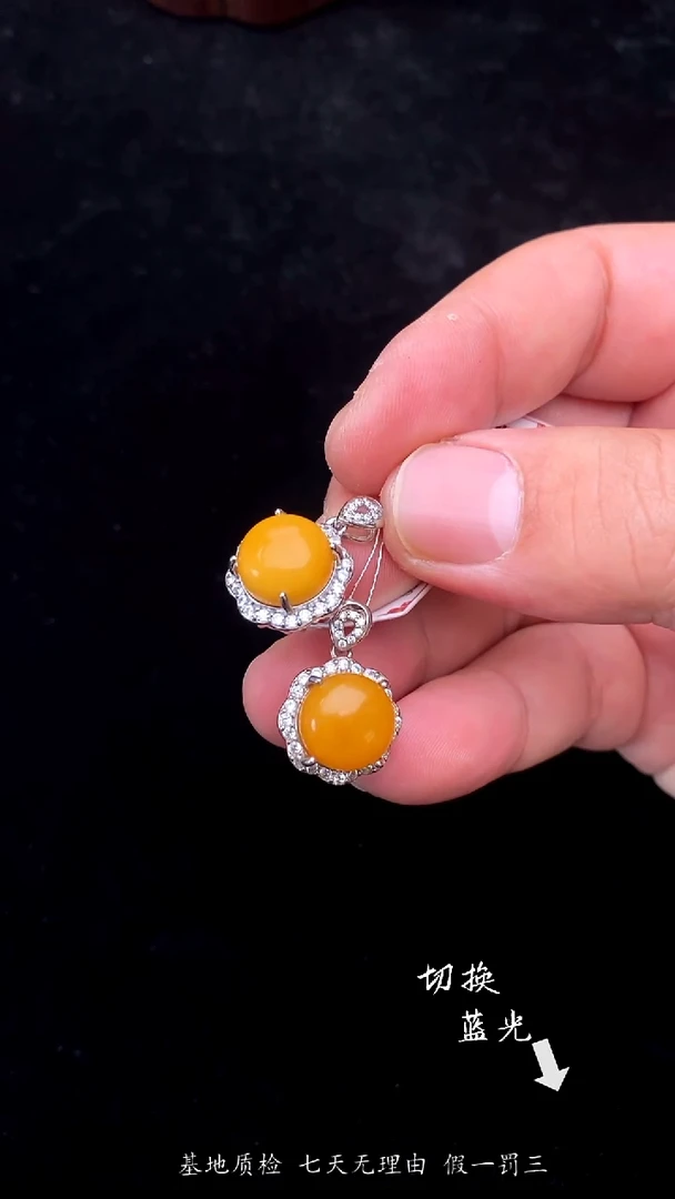 琥珀颈饰银S925镶嵌多样性发一