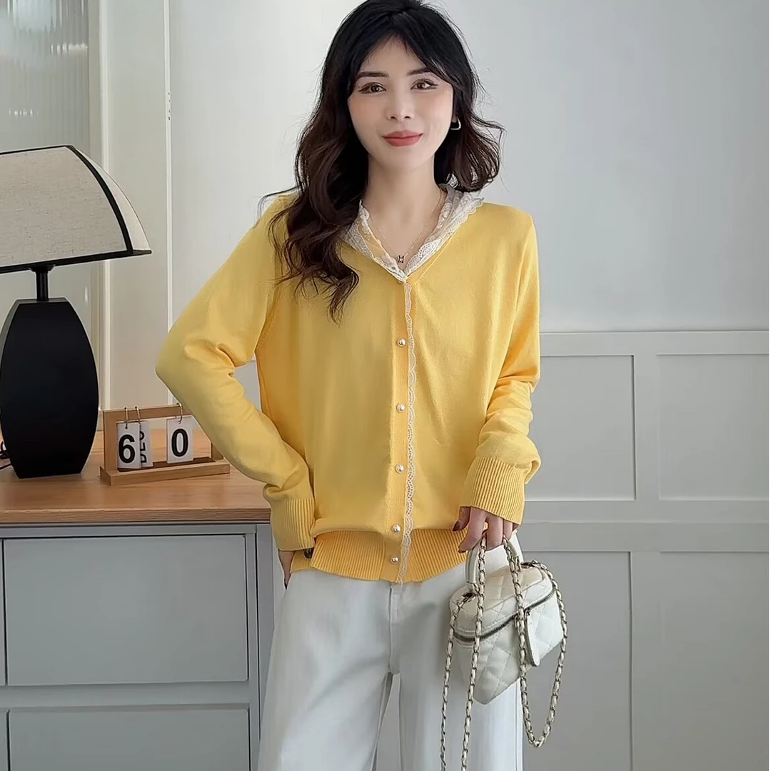 【雪姐宠粉】大码时尚气质减龄显瘦花边连帽针织开衫