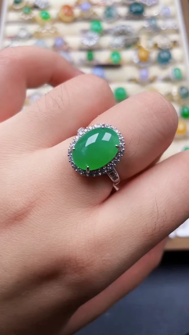 银S925镶嵌戒指翡翠1