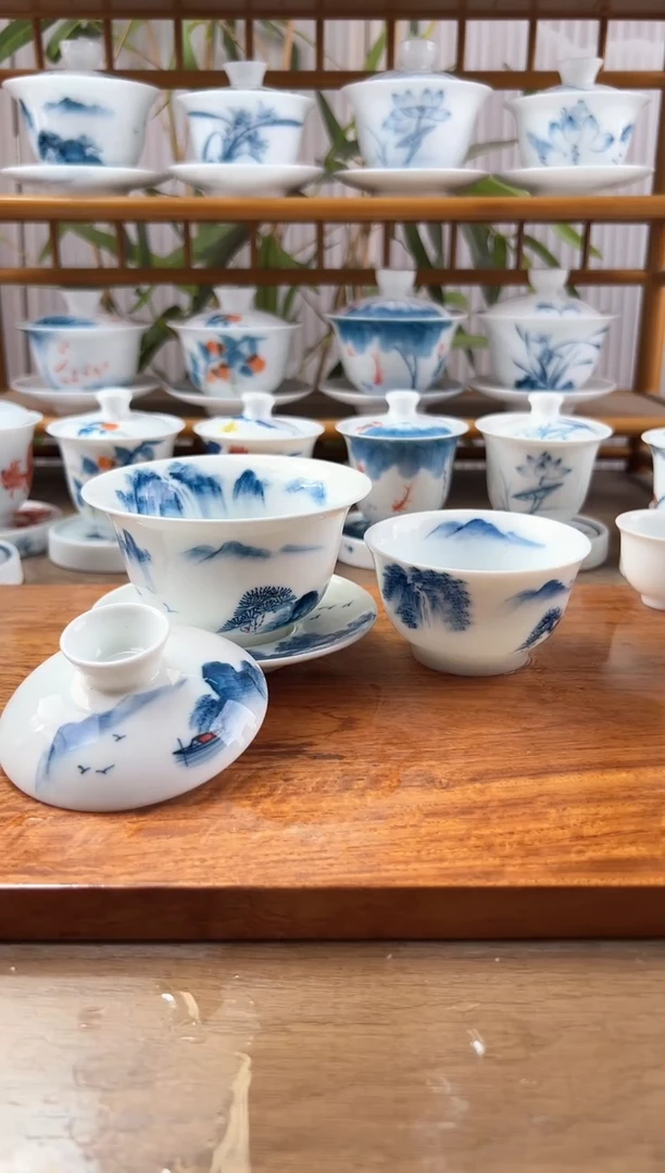 ?****哥微瑕千里江山180ml三才內绘+君杯