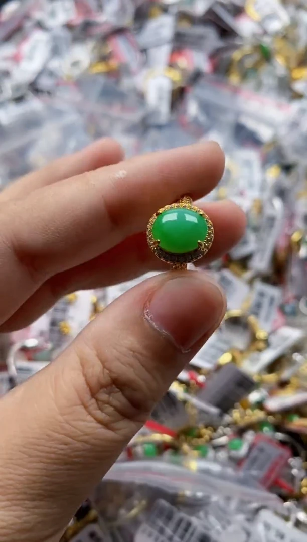 翡翠戒指银S925镶嵌4444---3