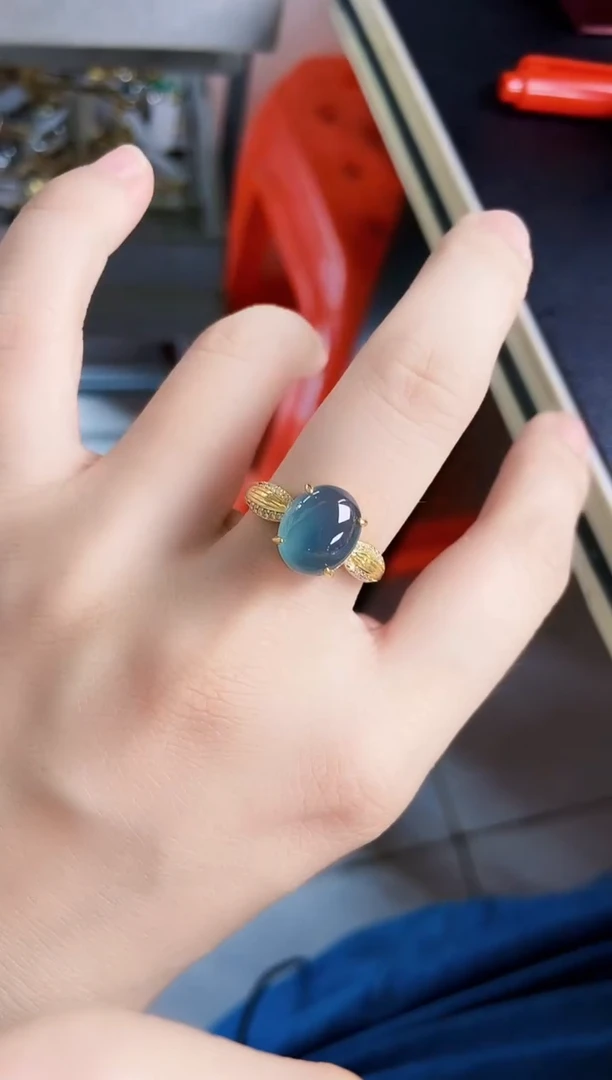 翡翠戒指银S925镶嵌123499