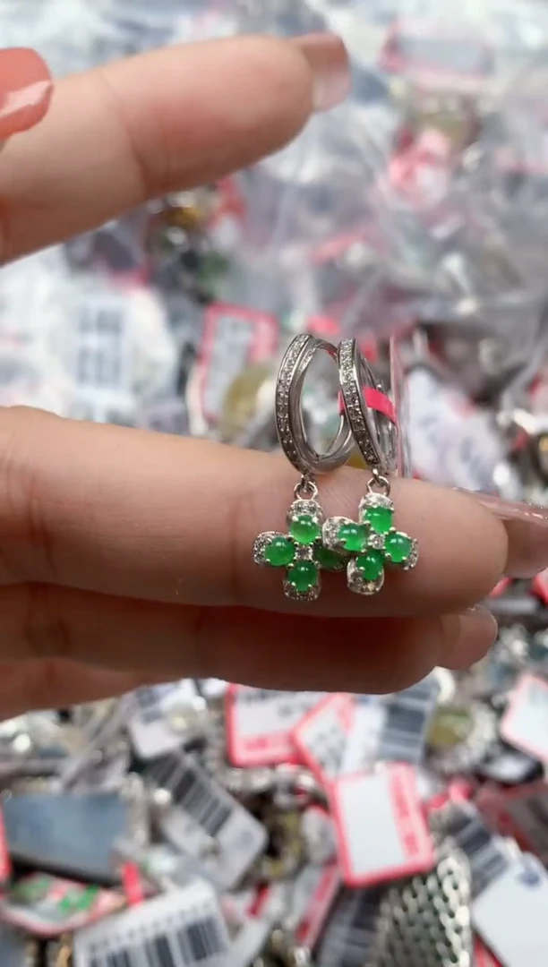 银S925镶嵌戒指翡翠天然A货缅甸翡翠1