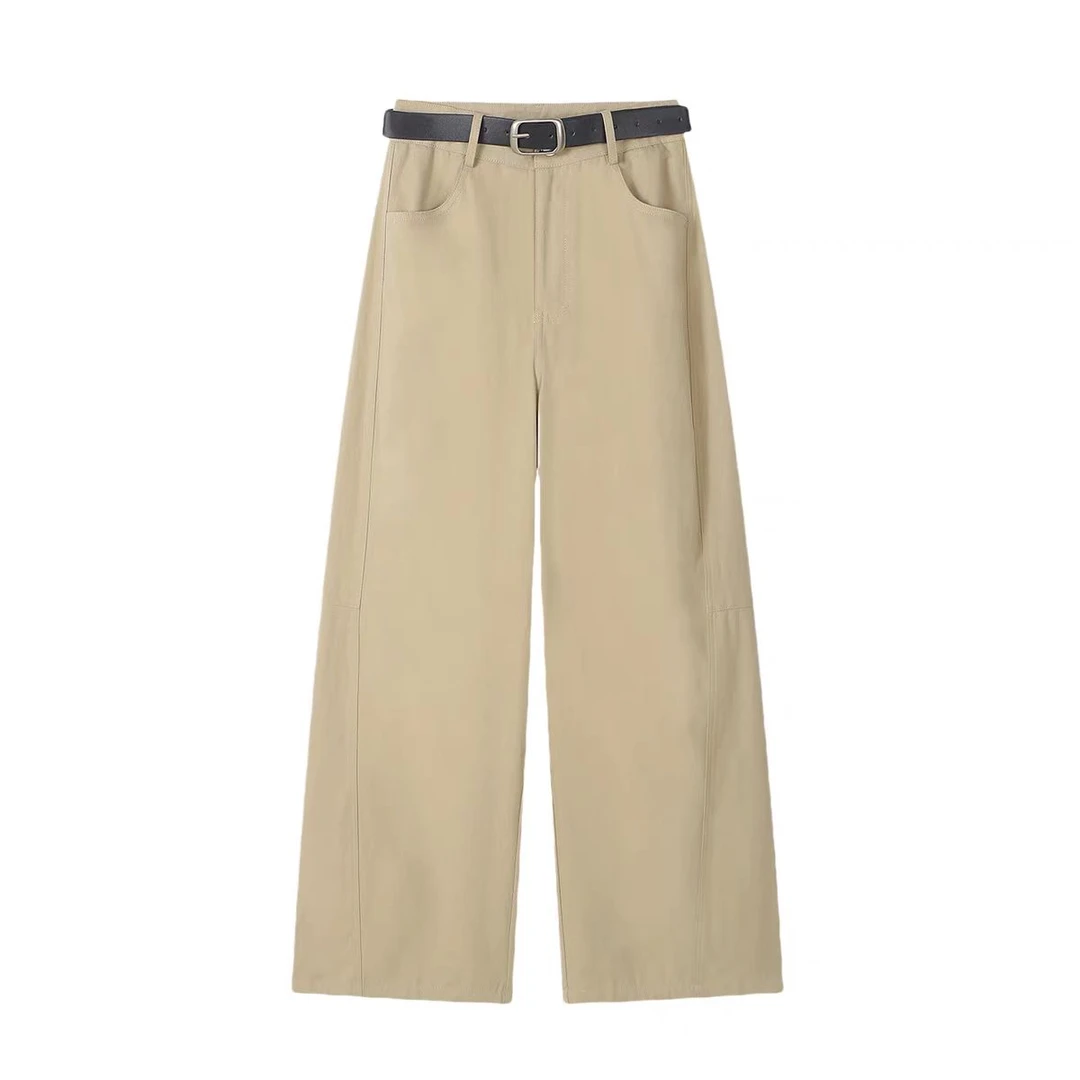 春季新款浅色休闲牛仔阔腿裤女百搭宽松显瘦弯刀拖地裤