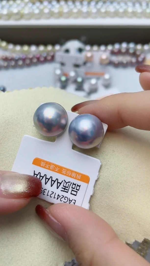 【闪购商品】拼合珍珠(马贝珠)耳饰银S925镶嵌W57