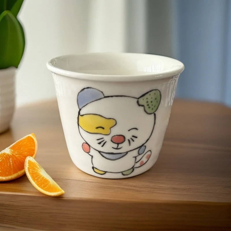 景德镇手绘高温釉下彩 小怪猫咪主人杯 A002