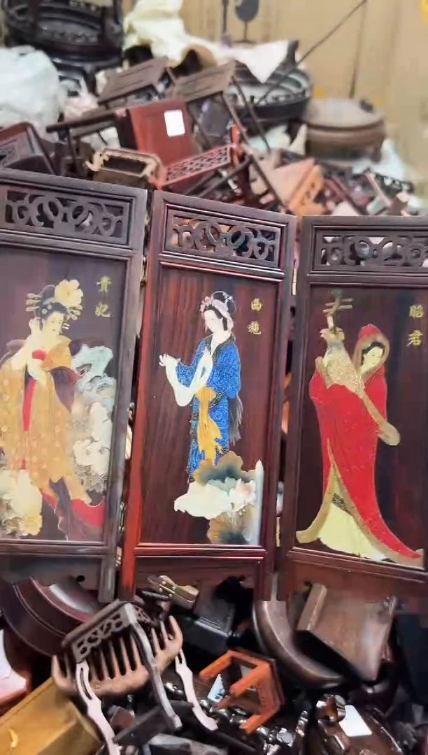 【闪购商品】木337底座花架摆件处理屏风