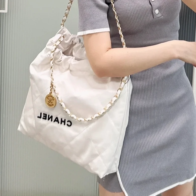99新 Chanel/香奈儿 7421|香奈儿白色垃圾袋单肩包|香奈儿