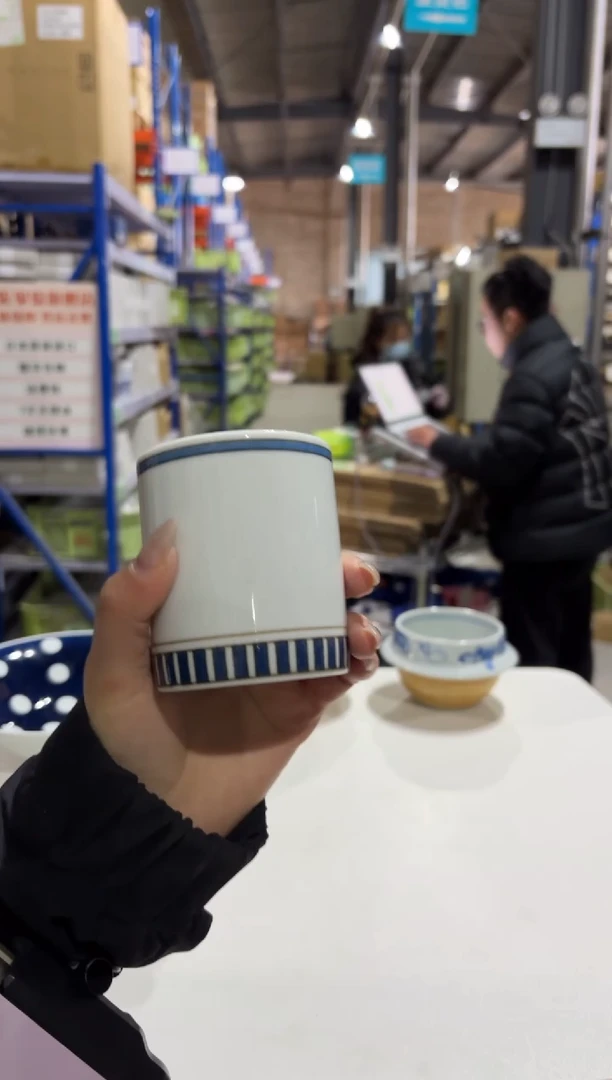 玻璃纸样品微瑕白山　紀の川　ゆのみ（大）青样品微瑕白山　紀の川　ゆの