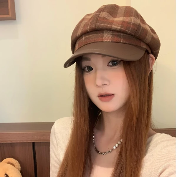 CDLM陈大刘芒氛围感拉满！美拉德八角帽子英伦千鸟格贝雷帽画家帽
