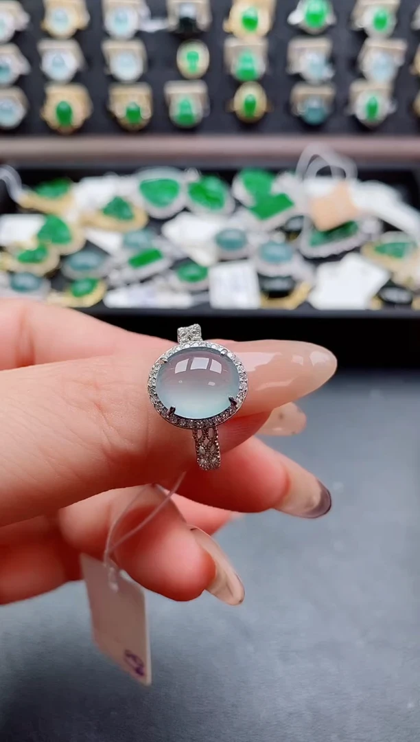 银S925镶嵌戒指翡翠1