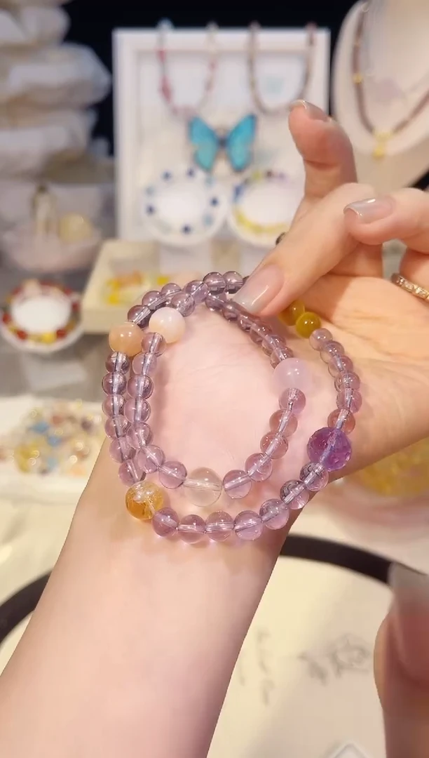 未镶嵌手串水晶双圈紫水晶