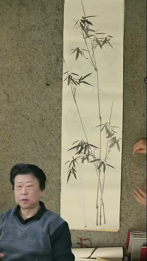 国画四尺对开  墨竹条屏 34*138cm