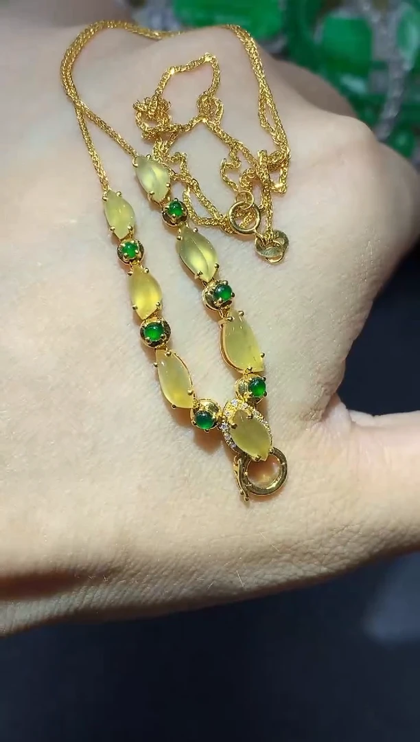 翡翠18K金镶嵌颈饰370-中国好珍宝