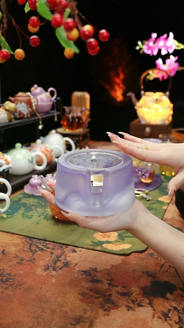 【闪购商品】紫色水晶琉璃蜡烛温茶台