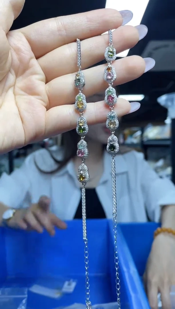 `银S925镶嵌碧玺（多样性发一件）