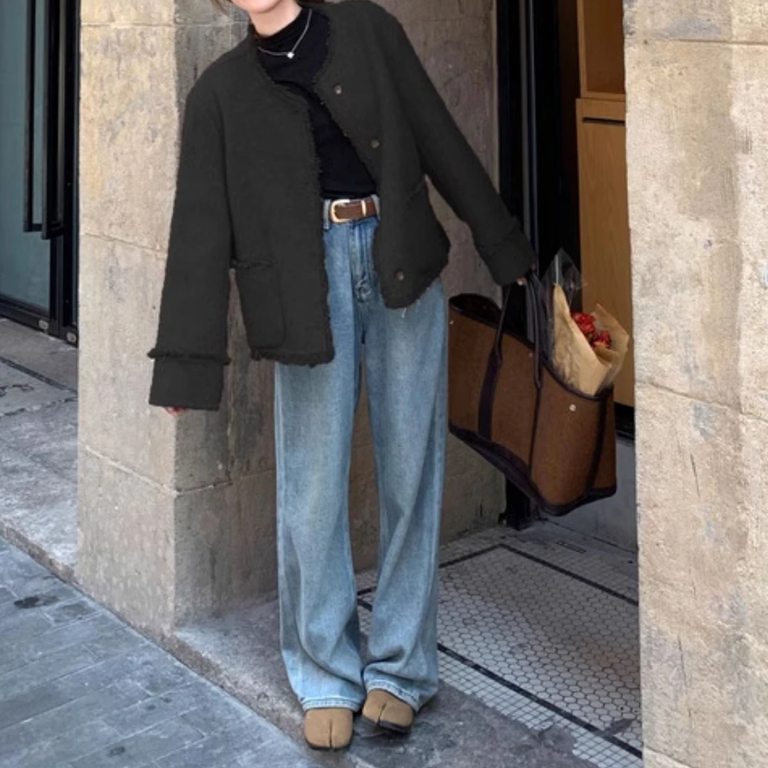 Mandsibil曼德西比利时尚保暖大衣女秋冬季2025法式小个子短外套