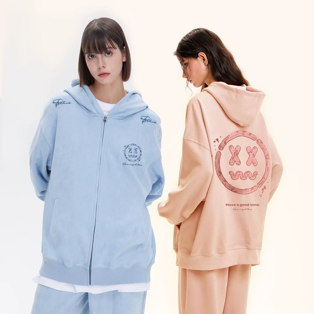MBD小恶魔2025秋季情侣刺绣开衫仿麂皮拉链卫衣潮牌百搭宽松外套