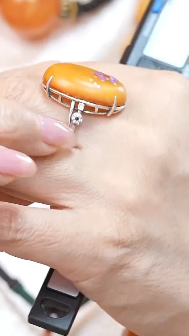 蜜蜡颈饰银S925镶嵌6434天然蜜蜡珠宝奇石云端妖孽全部保真