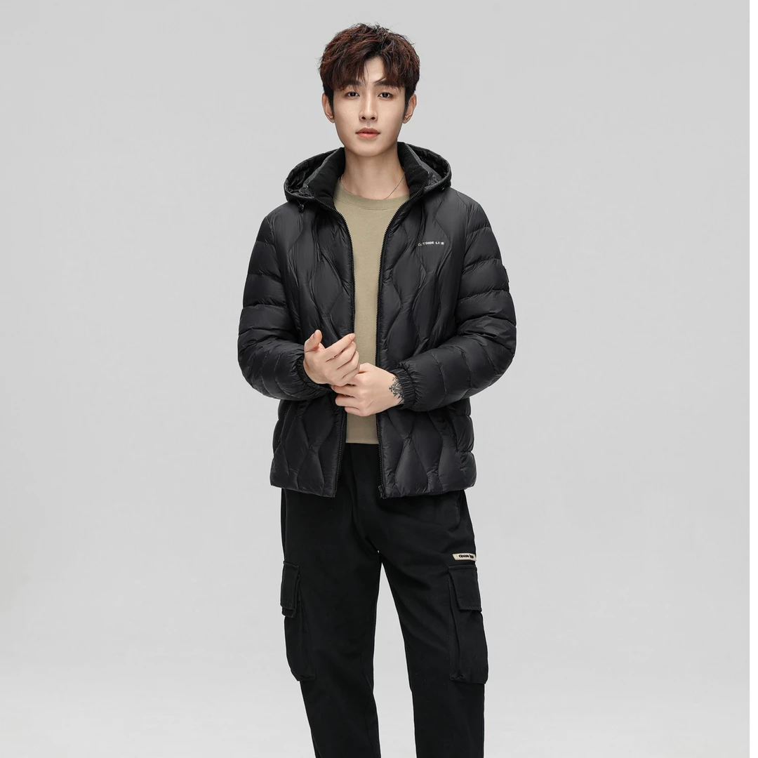 2025新款秋轻薄时尚羽绒服情侣女士休闲连帽鸭绒防寒保暖短外套