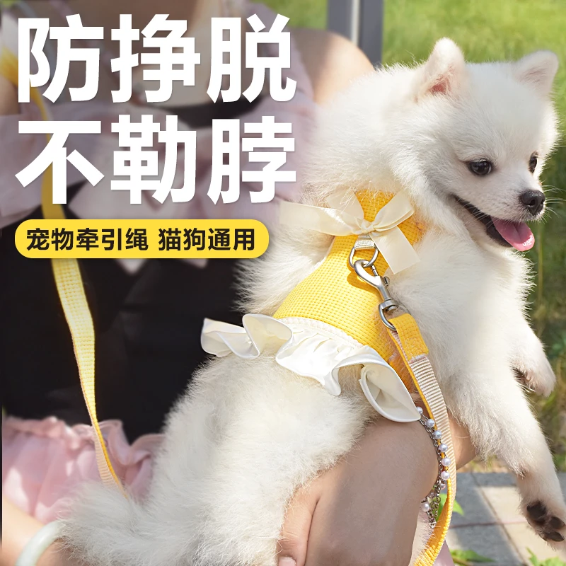 背心式狗狗牵引绳超可爱防脱耐用适合小型犬外出遛狗专用牵引绳