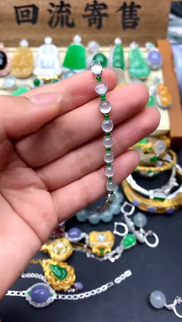 【闪购商品】翡翠手链18K金镶嵌576-中国好珍宝