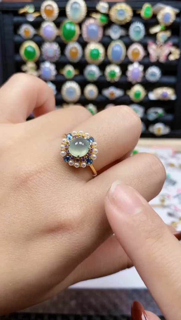 银S925镶嵌戒指翡翠264