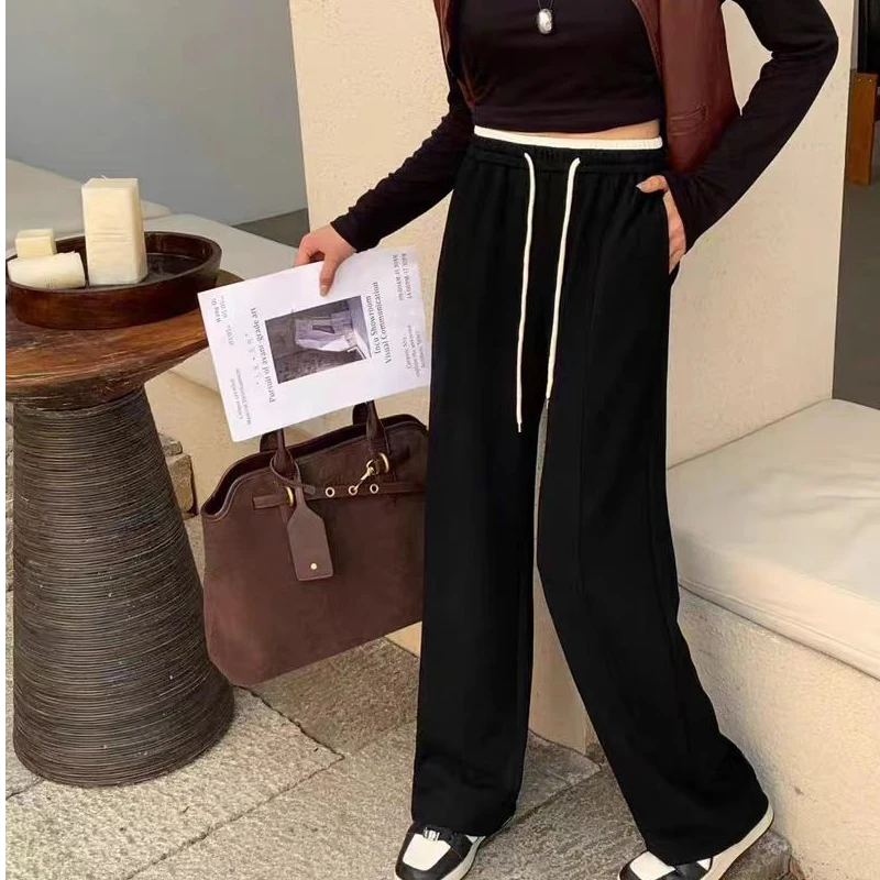 垂顺软糯直筒休闲裤女宽松显瘦阔腿裤8055(A5-10)