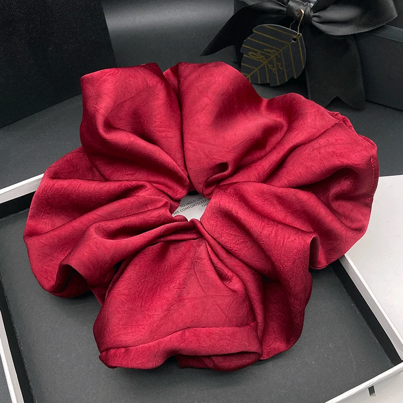 高级感红色缎面大肠发圈头绳女2025新款高弹力扎丸子头发绳头饰品