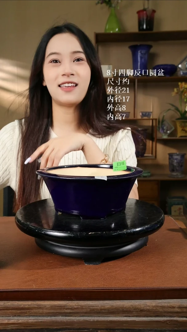 8寸四脚反口圆盆 316