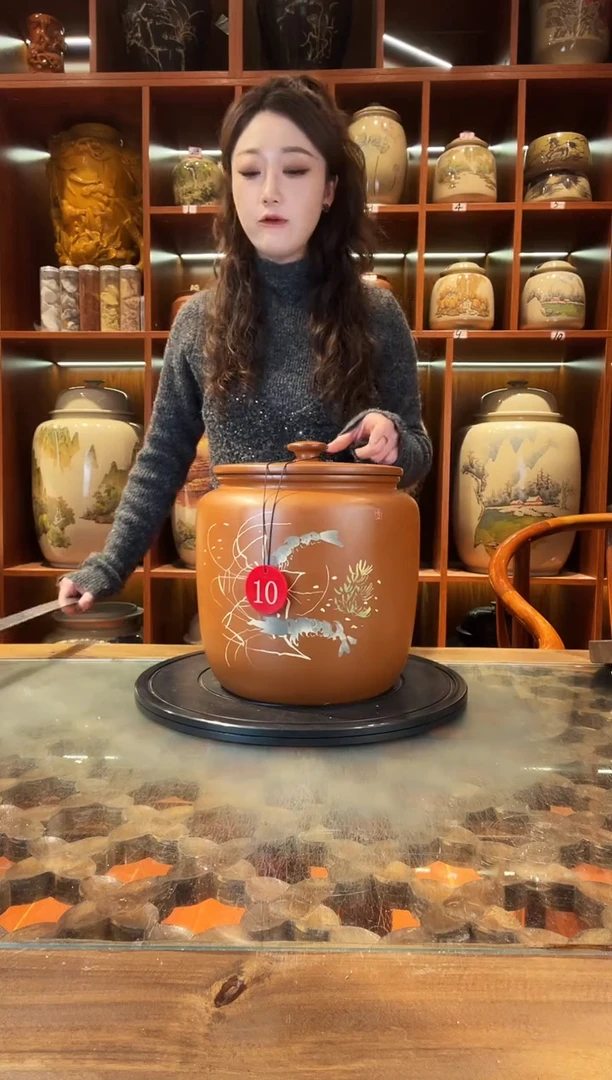 罐云南建水紫陶七饼复烧缸@10