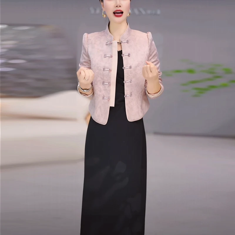 绫罗丝缎气质轻奢新中式裙套装2025秋季新款时尚洋气连衣裙两件套