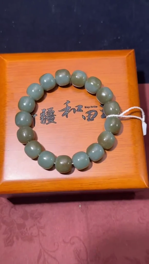 未镶嵌手串和田玉若羌青黄口蓝调微色差卡12老型手串