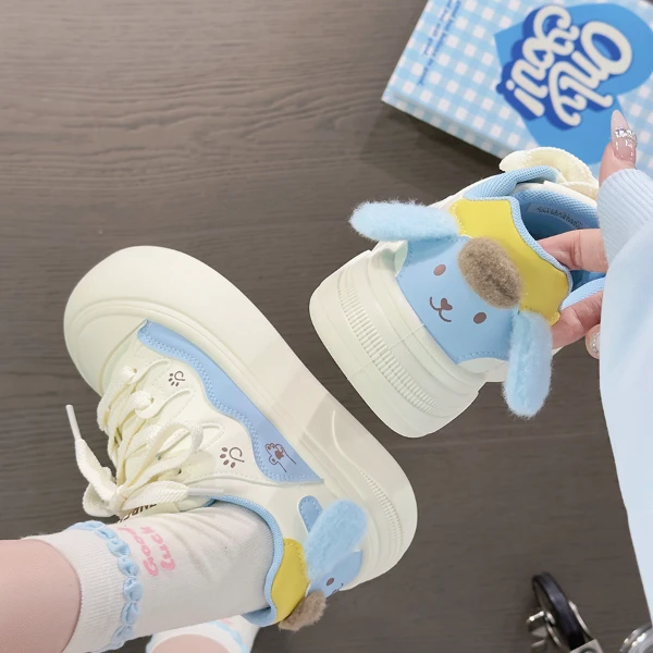 人本厚底小白鞋女2025夏季新款布丁狗原创百搭大头鞋休闲透气板鞋