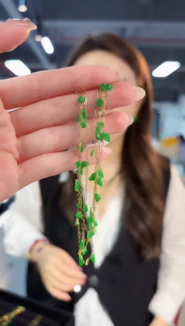 【闪购商品】翡翠颈饰18K金镶嵌缅料A货/支持复检/一件