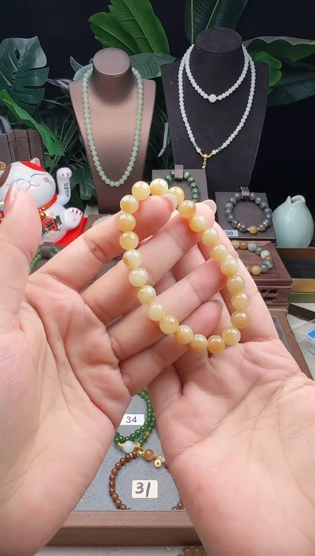 未镶嵌手串和田玉8m新疆且末糖白手串