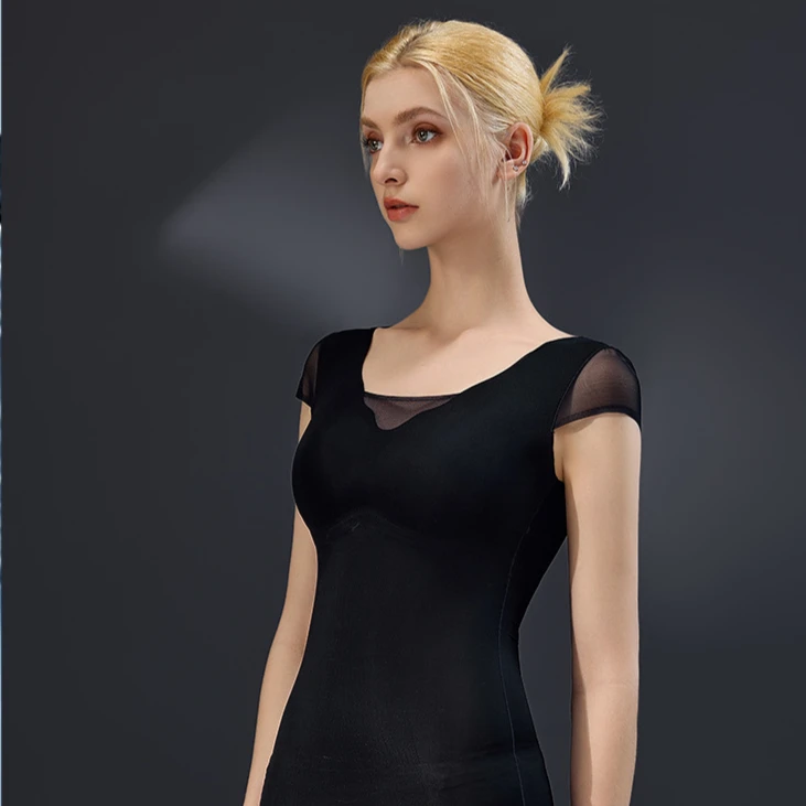 【神话升级第二代】聚拢收腹网纱袖V领背心A2853