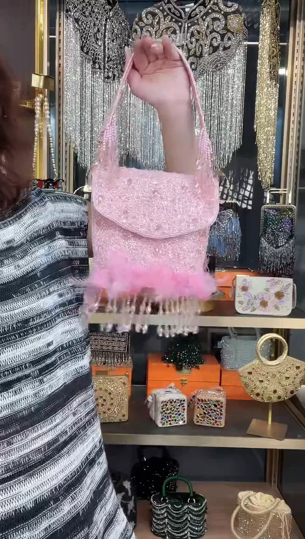 织物织物珠韵恒泽重工串珠手提包