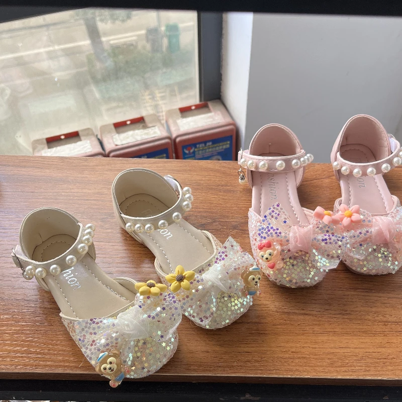 女童小女孩公主凉鞋休闲夏季皮鞋包头单鞋亮片女宝宝软底鞋
