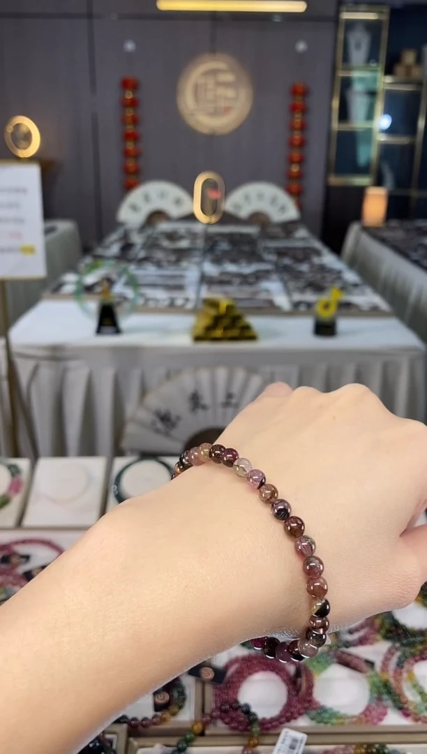 未镶嵌老矿碧玺色标单圈手串5mm+碧玺dan多样性发货一条