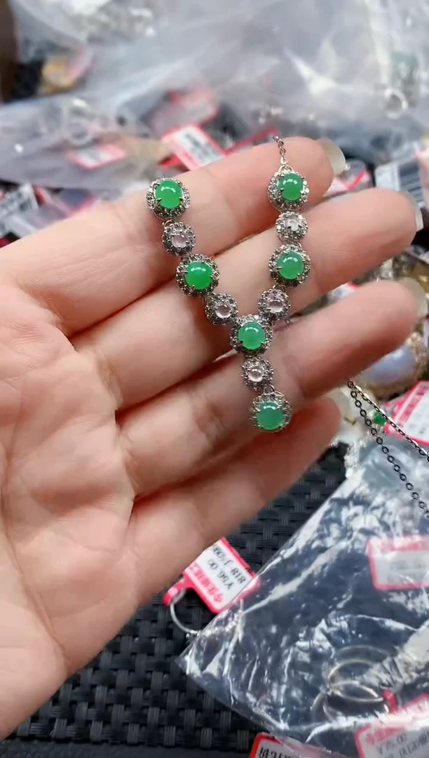 银S925镶嵌戒指翡翠天然A货缅甸翡翠