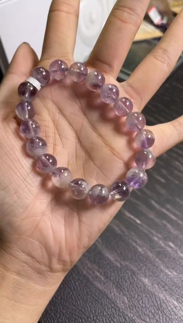 水晶手链未镶嵌10±/x-190【紫兔毛