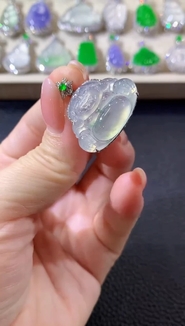 吊坠(不含链)18K金镶嵌翡翠A17