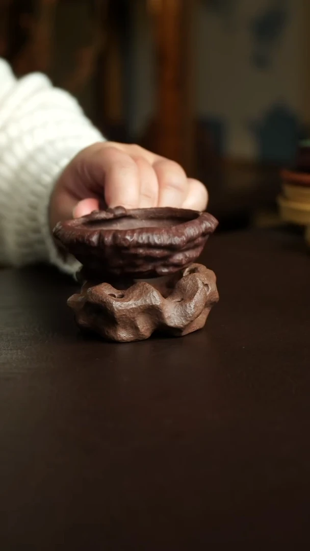 茶杯紫砂27号 灵芝茶漏 宜兴紫砂原矿作品