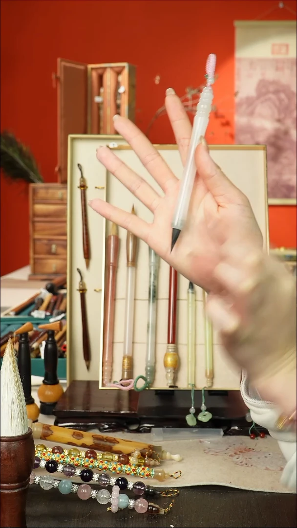 338号闪孤品高货毛笔链接 清水试笔 蘸墨不退