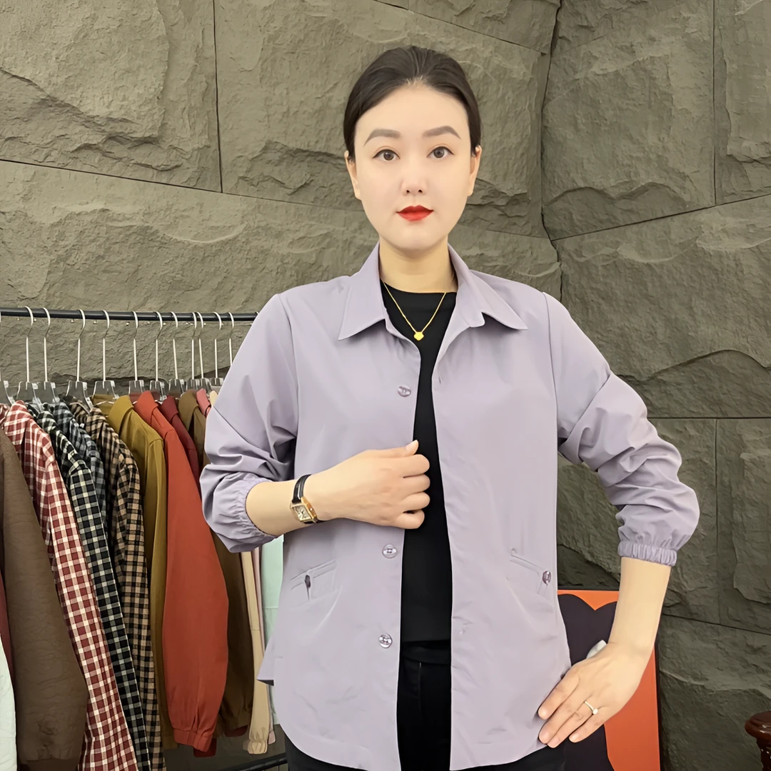 方齐欣春夏新款时尚洋气休闲百搭气质显瘦中年妈妈装单层薄外套